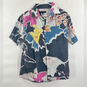 French Connection vintage floral short sleeve Hawaiian shirt size L surfer